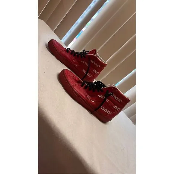 Vans Men's Hi-Top Cordura 1966 Round Toe Lace Up Skate Shoe Sneakers Red Sz 8.5
