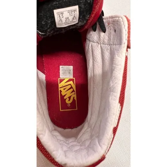 Vans Men's Hi-Top Cordura 1966 Round Toe Lace Up Skate Shoe Sneakers Red Sz 8.5