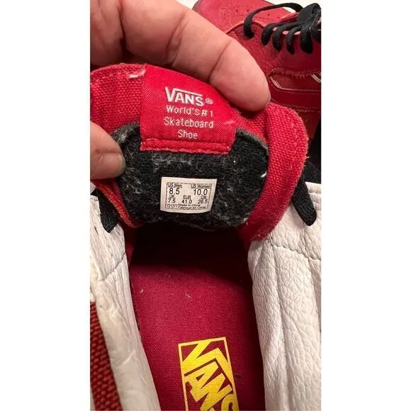 Vans Men's Hi-Top Cordura 1966 Round Toe Lace Up Skate Shoe Sneakers Red Sz 8.5