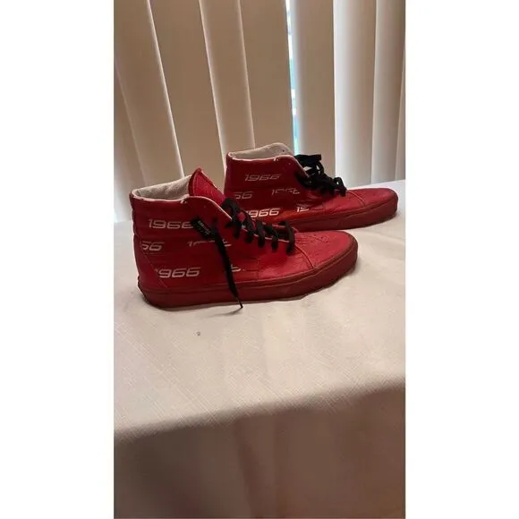 Vans Men's Hi-Top Cordura 1966 Round Toe Lace Up Skate Shoe Sneakers Red Sz 8.5