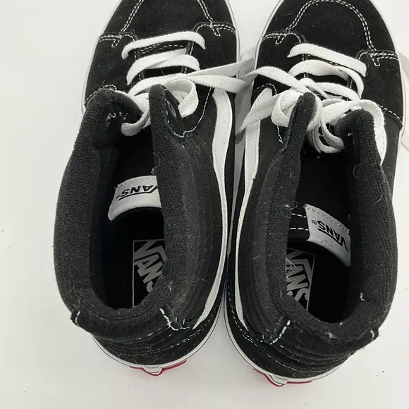 VANS Sk8-Hi Black/White Classic Ankle Sneakers Skater Outdoor Suede Youth Size 6
