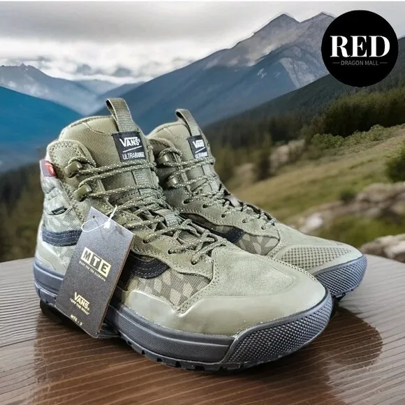 Vans UltraRange Exo Hi Gore Tex MTE 2 Grape Leaf Check Green Boot - Men's Sz 9.5