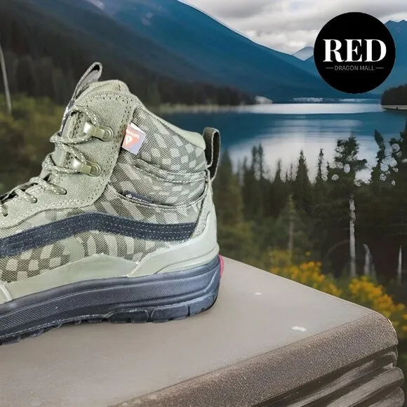 Vans UltraRange Exo Hi Gore Tex MTE 2 Grape Leaf Check Green Boot - Men's Sz 9.5