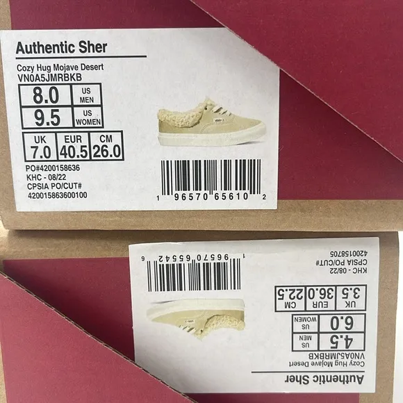 Vans WMNS Tan Fleece-Lined Sneakers Authentic SherpaCozy Hug Mojave Desert