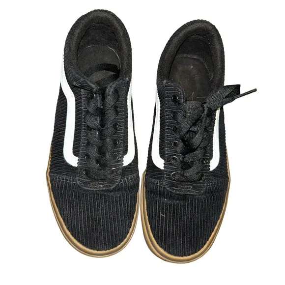 Vans YOUTH WARD (CORDUROY FLEECE) BLACK/WHITE 4.5Y kids sneakers