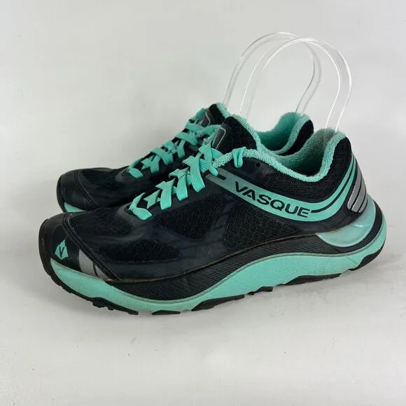 Vasque Trailbender Sneaker Women's 7 Black Green Lace-Up Trail Running Shoes