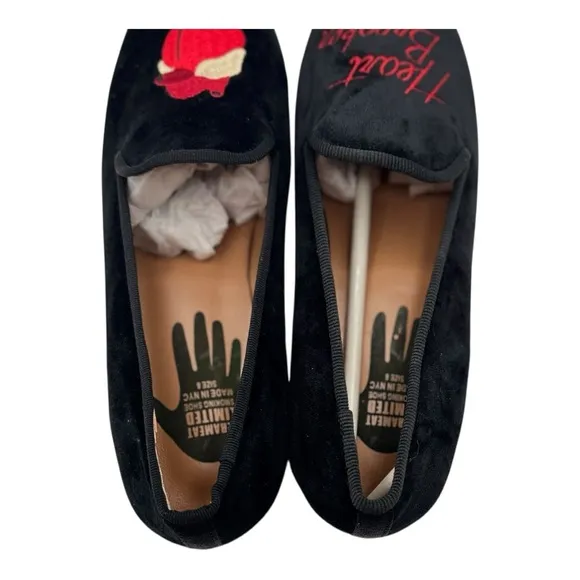 VERAMEAT Red and Black Embroidered Heart Breaker Flats with Heart Design | US 8