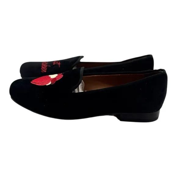 VERAMEAT Red and Black Embroidered Heart Breaker Flats with Heart Design | US 8