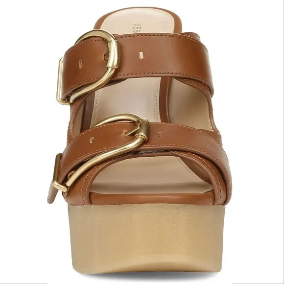 Veronica Beard Garrick Platform Chunky Slide Sandals 10 Brown Leather NEW $395