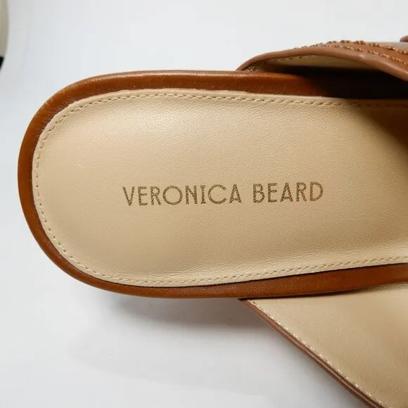 Veronica Beard Garrick Platform Chunky Slide Sandals 10 Brown Leather NEW $395