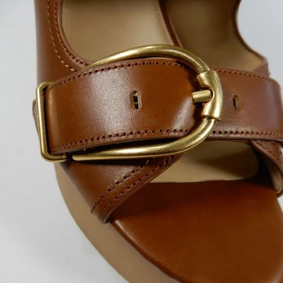 Veronica Beard Garrick Platform Chunky Slide Sandals 10 Brown Leather NEW $395