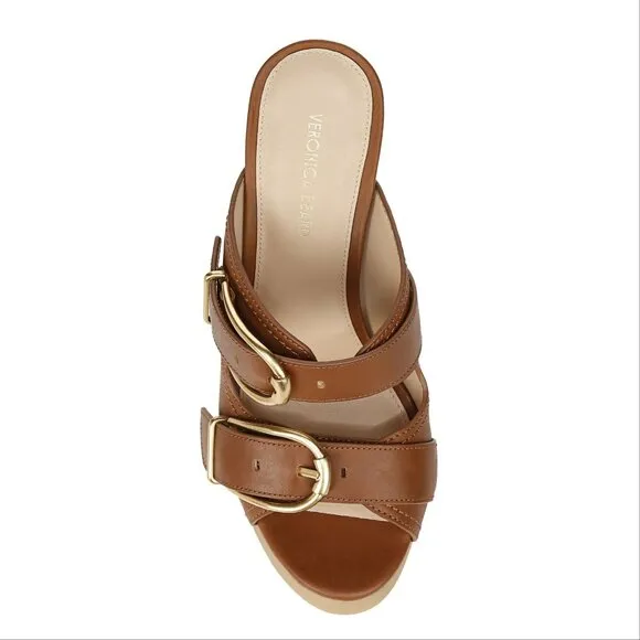 Veronica Beard Garrick Platform Chunky Slide Sandals 10 Brown Leather NEW $395