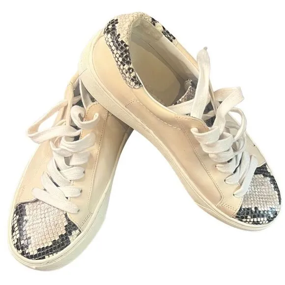 VERONICA BEARD Natural Python Ivory Leather Sneaker NWOB Size 5 1/2