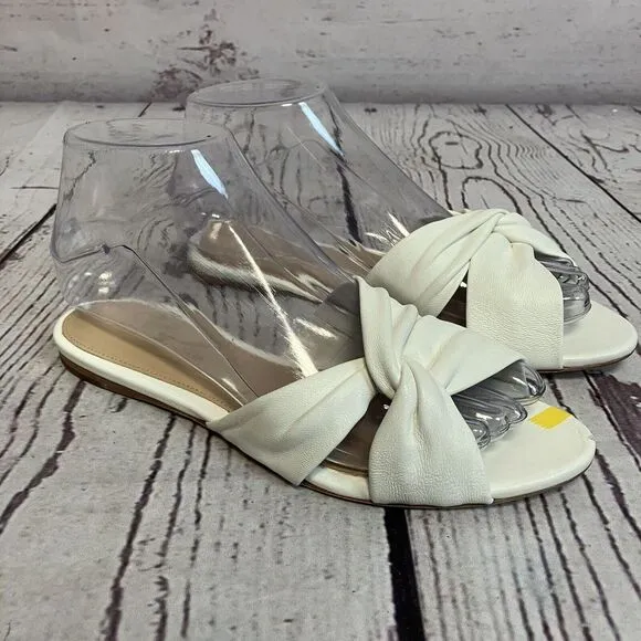 Veronica Beard Sandals Womens 6 White‎ Seraphina Slide Leather Top Knot