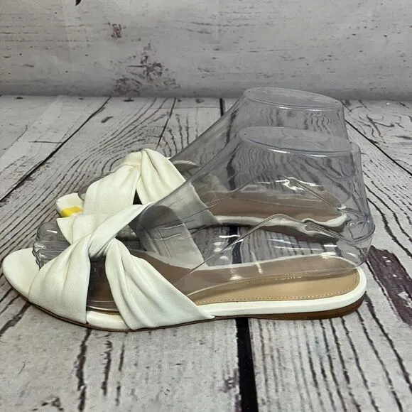 Veronica Beard Sandals Womens 6 White‎ Seraphina Slide Leather Top Knot