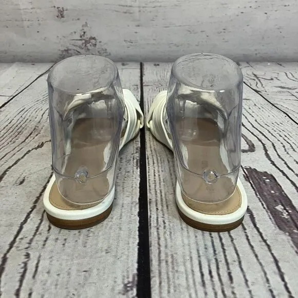 Veronica Beard Sandals Womens 6 White‎ Seraphina Slide Leather Top Knot