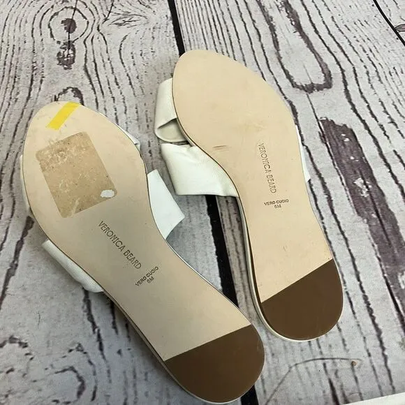 Veronica Beard Sandals Womens 6 White‎ Seraphina Slide Leather Top Knot