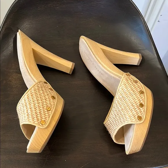 Veronica Beard Tan Woven Women's Slide Sandals