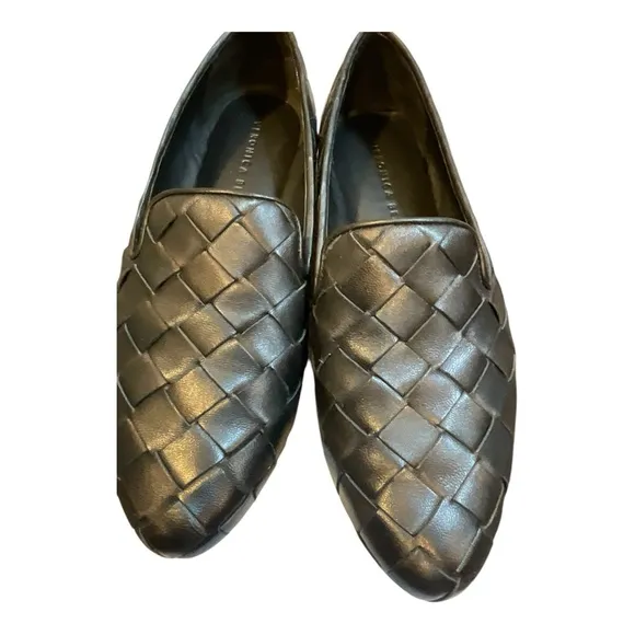 VERONICA BEARD Women’s Griffin Basket Weave Loafer Black Leather Size 8.5