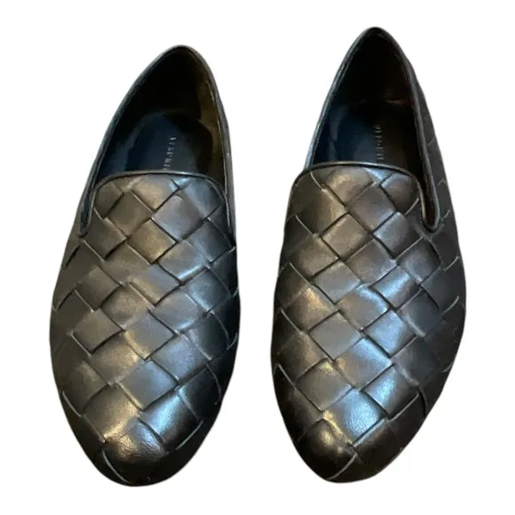 VERONICA BEARD Women’s Griffin Basket Weave Loafer Black Leather Size 8.5