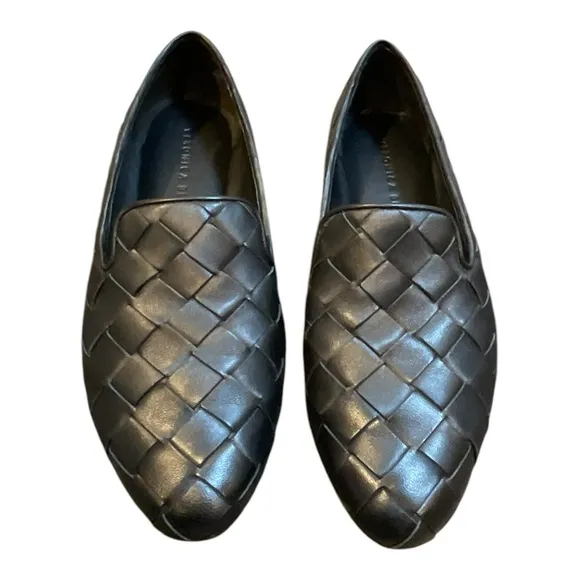 VERONICA BEARD Women’s Griffin Basket Weave Loafer Black Leather Size 8.5