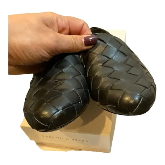 VERONICA BEARD Women’s Griffin Basket Weave Loafer Black Leather Size 8.5