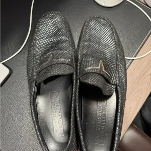 Versace Black Slip-On Loafers with Textured Leather