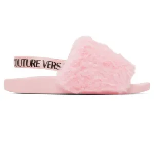 Versace Jeans Couture Shelly Faux Fur Slides Women’s Size 38 Pink Slingback NEW