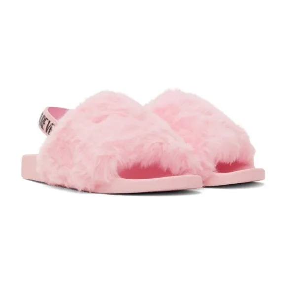 Versace Jeans Couture Shelly Faux Fur Slides Women’s Size 38 Pink Slingback NEW