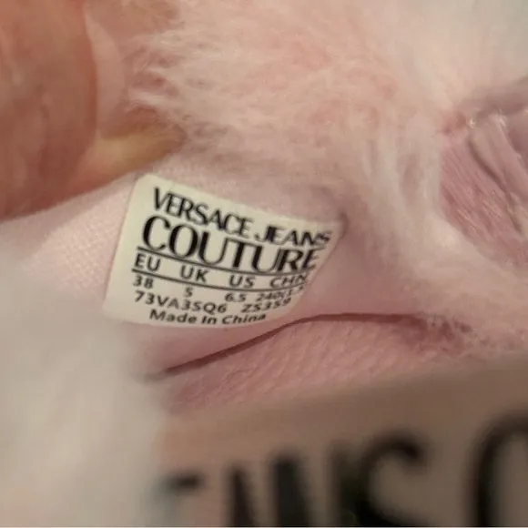 Versace Jeans Couture Shelly Faux Fur Slides Women’s Size 38 Pink Slingback NEW
