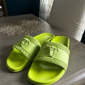 Versace Neon Green Medusa Slides