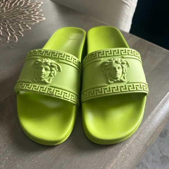 Versace Neon Green Medusa Slides