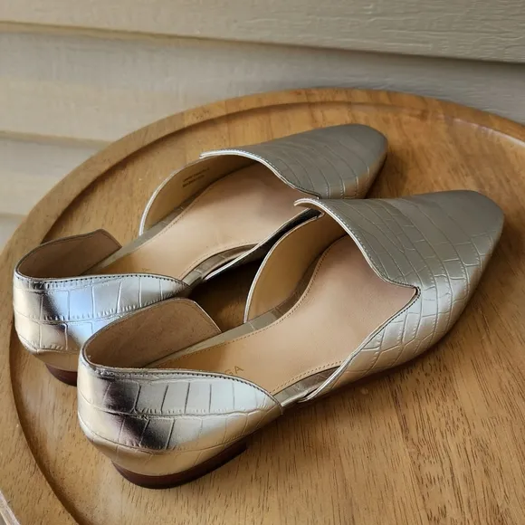 Via Spiga Allese silver leather flats loafers size 7