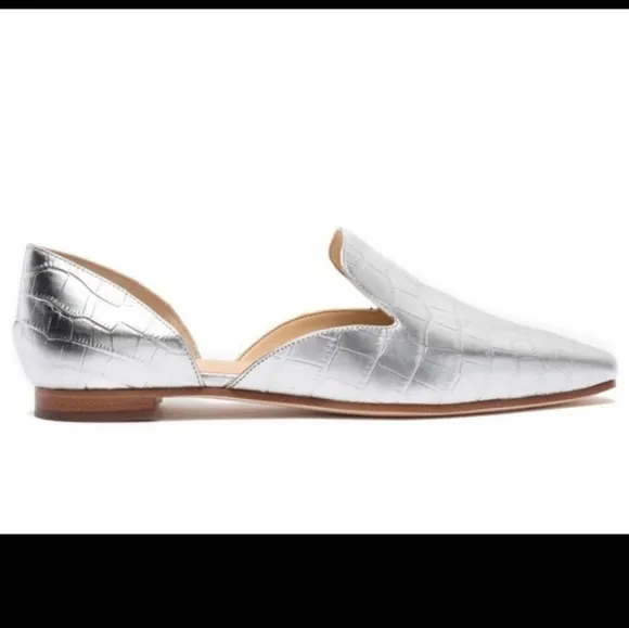 Via Spiga Allese silver leather flats loafers size 7
