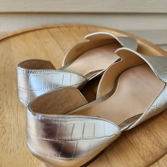 Via Spiga Allese silver leather flats loafers size 7