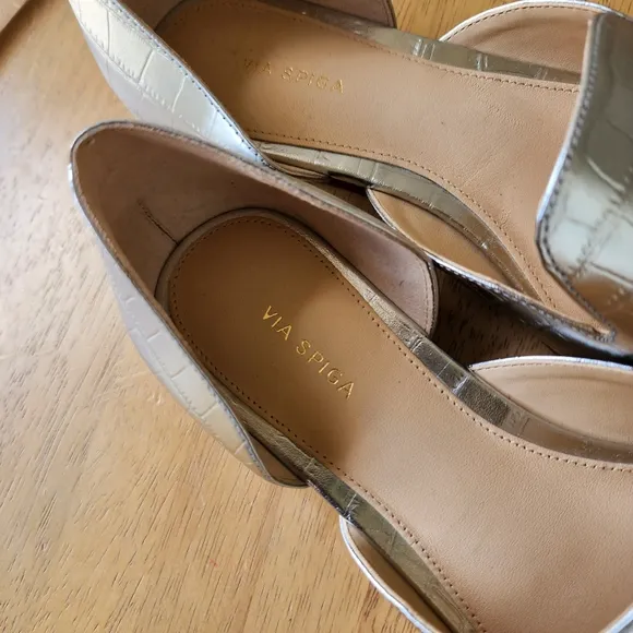 Via Spiga Allese silver leather flats loafers size 7