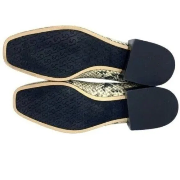 Via Spiga Women’s Baudelaire Square Toe Snakeskin Embossed Leather Loafers