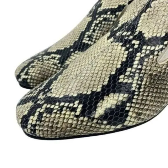 Via Spiga Women’s Baudelaire Square Toe Snakeskin Embossed Leather Loafers