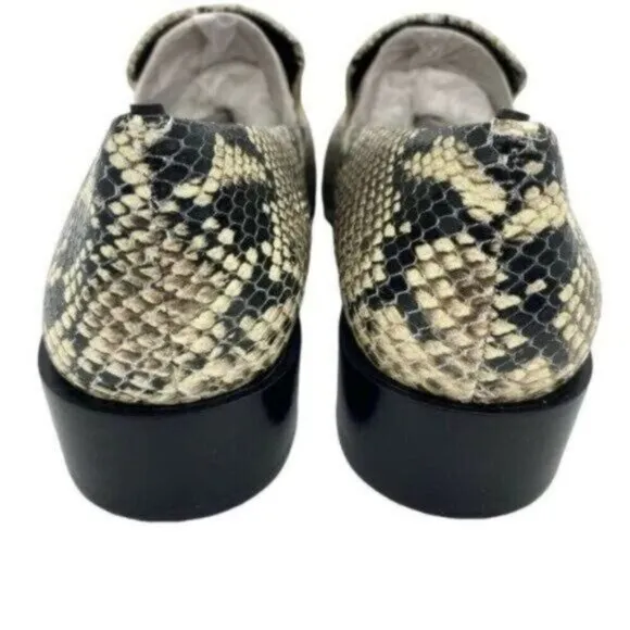 Via Spiga Women’s Baudelaire Square Toe Snakeskin Embossed Leather Loafers