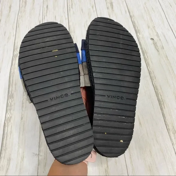 Vince Alisa Blue Gray Black Suede Slide Sandals