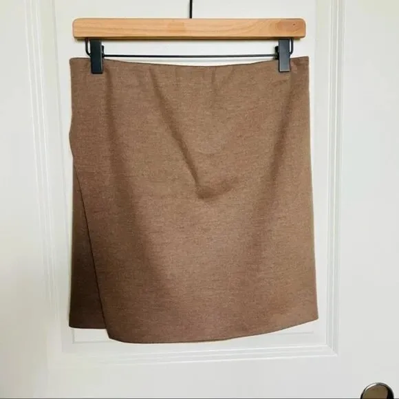 Vince Brown Designer Wool Pencil Skirt Extra Small Soft Knit Preppy Minimalist