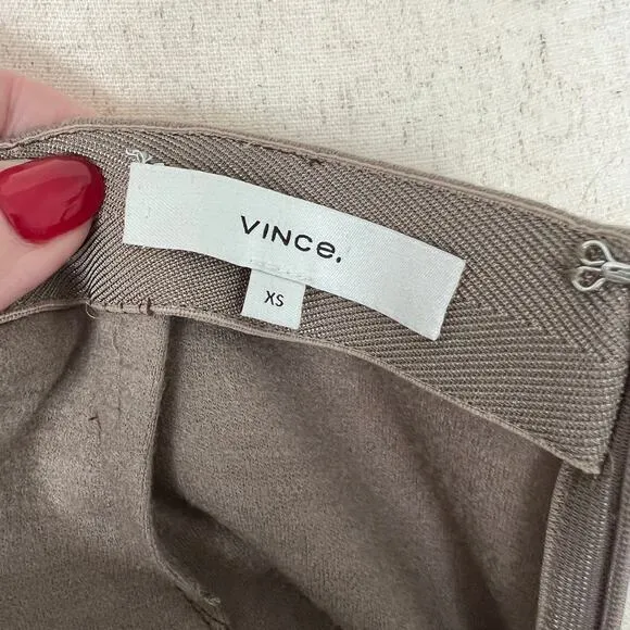 Vince Brown Designer Wool Pencil Skirt Extra Small Soft Knit Preppy Minimalist