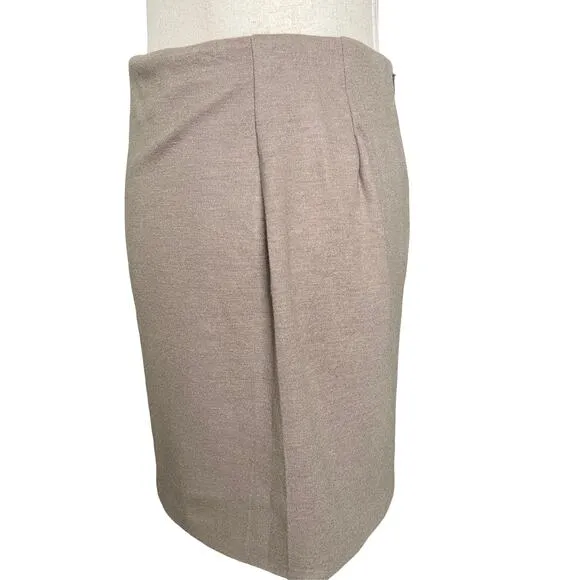 Vince Brown Designer Wool Pencil Skirt Extra Small Soft Knit Preppy Minimalist