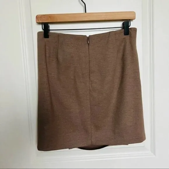 Vince Brown Designer Wool Pencil Skirt Extra Small Soft Knit Preppy Minimalist