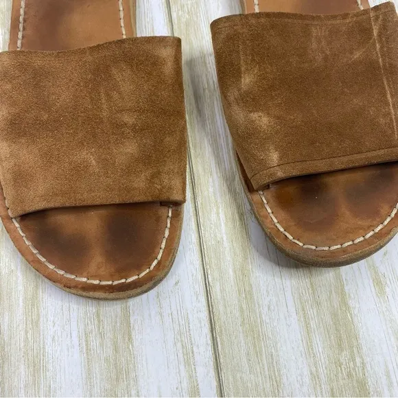 Vince Brown Leather &amp; Suede Slide Sandals