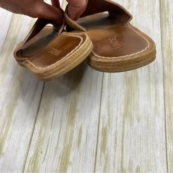 Vince Brown Leather &amp; Suede Slide Sandals