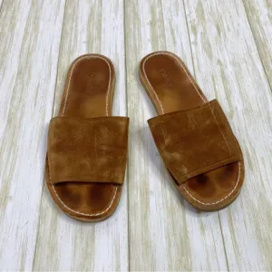 Vince Brown Leather &amp; Suede Slide Sandals