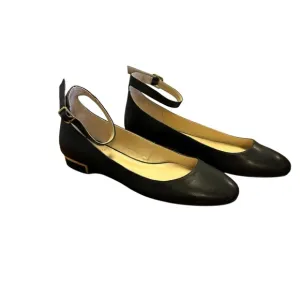 Vince Camuto Attera Black Ballet Flats with Ankle Strap Size 9 Leather Spring