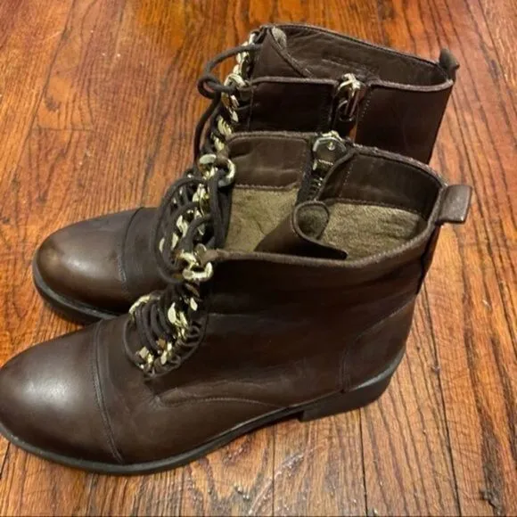 Vince Camuto Leather Lace Up Boots
