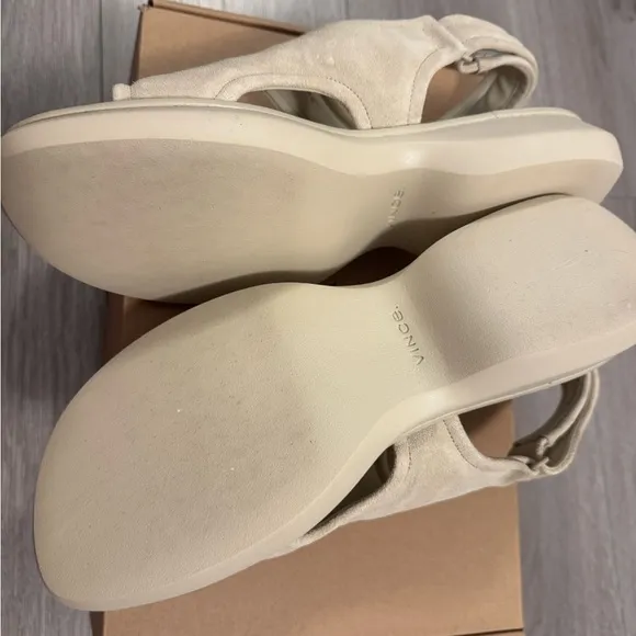 Vince Cream Platform Sandals with Wide Straps
